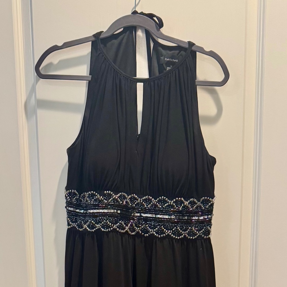 Black Evening Gown with Beaded Waist Detail